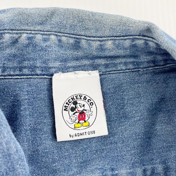 Vintage Disney Mickey & Co. Admit One Blue Button Down Long Sleeve Shirt - Picture 3 of 4